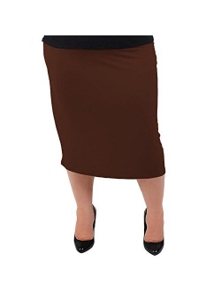 Stretch is Comfort Women's Plus Size Comfortable Soft Stretch MIDI Skirt