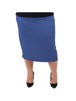 Stretch is Comfort Women's Plus Size Comfortable Soft Stretch MIDI Skirt