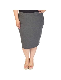 Stretch is Comfort Women's Plus Size Comfortable Soft Stretch MIDI Skirt