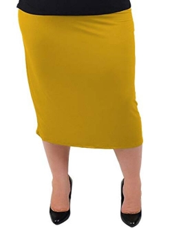 Stretch is Comfort Women's Plus Size Comfortable Soft Stretch MIDI Skirt