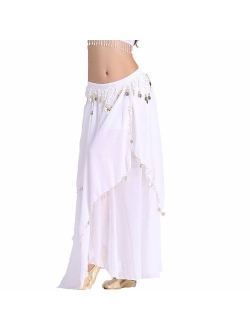 ZLTdream Women's Belly Dance Chiffon Skirt with Coins