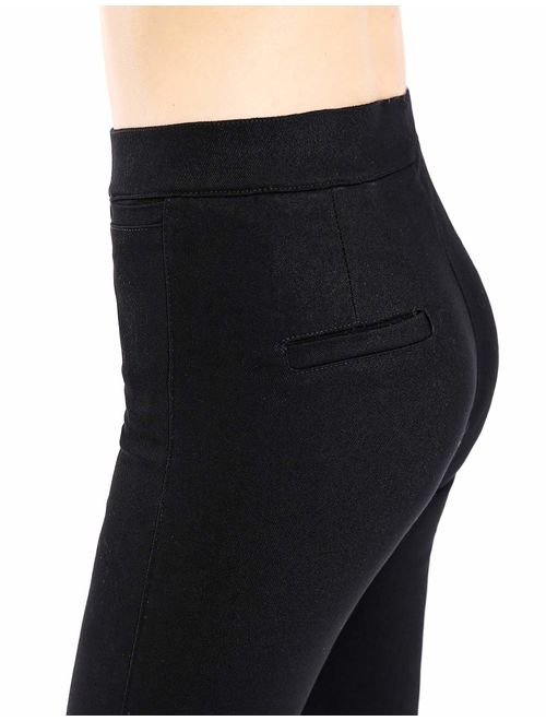 neezeelee Women's High Waisted Comfort Black Stretch Dress Pants for Work  Business Casual with Pockets