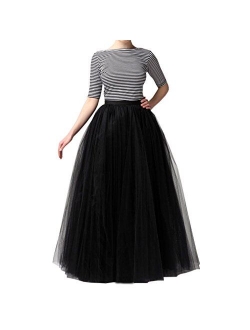 WDPL Wedding Planning A-line Maxi Long Tulle Skirt for Women Foor Length Evening Party Skirts