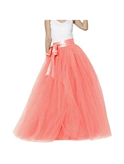 WDPL Wedding Planning A-line Maxi Long Tulle Skirt for Women Foor Length Evening Party Skirts