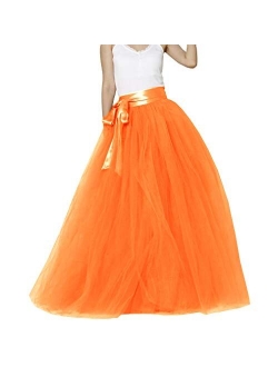 WDPL Wedding Planning A-line Maxi Long Tulle Skirt for Women Foor Length Evening Party Skirts