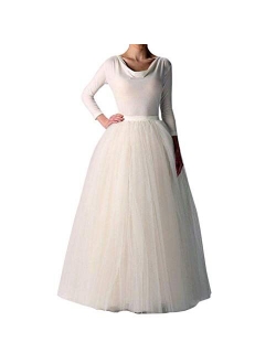 WDPL Wedding Planning A-line Maxi Long Tulle Skirt for Women Foor Length Evening Party Skirts