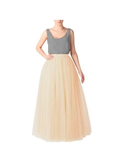 WDPL Wedding Planning A-line Maxi Long Tulle Skirt for Women Foor Length Evening Party Skirts