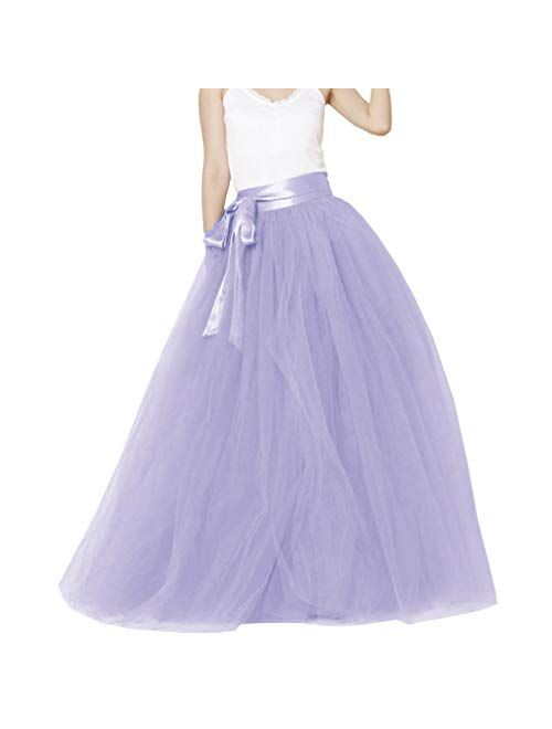 WDPL Wedding Planning A-line Maxi Long Tulle Skirt for Women Foor Length Evening Party Skirts