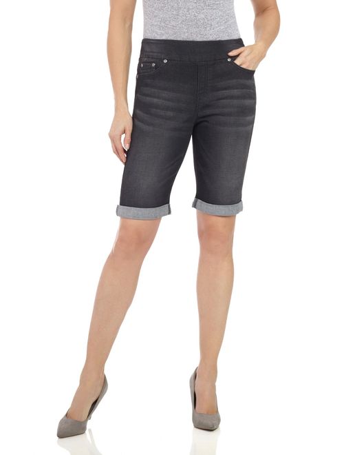 Rekucci Women's Ease in to Comfort Fit Stretch Jean Bermuda Short W/Cuff