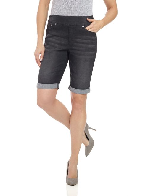 Rekucci Women's Ease in to Comfort Fit Stretch Jean Bermuda Short W/Cuff