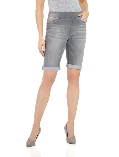 Rekucci Women's Ease in to Comfort Fit Stretch Jean Bermuda Short W/Cuff