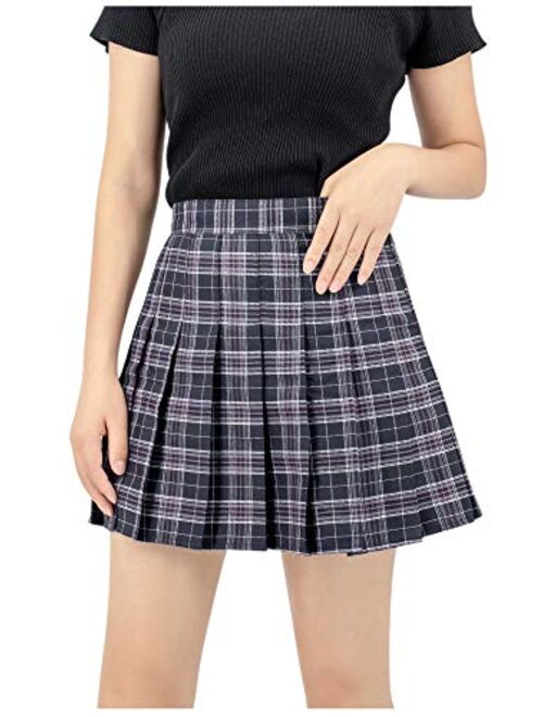 DAZCOS US Size Plaid Skirt High Waist Japan School Girl Uniform Skirts