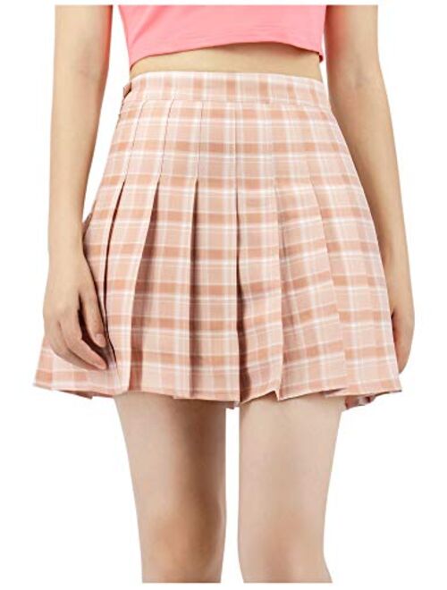 DAZCOS US Size Plaid Skirt High Waist Japan School Girl Uniform Skirts