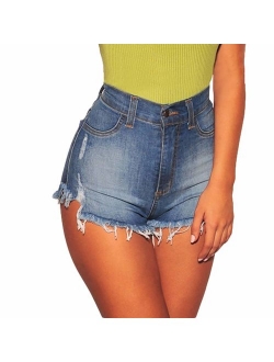 Tengo Women's High Waist Buttocks Denim Shorts