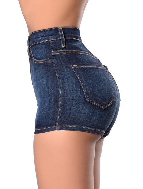 Tengo Women's High Waist Buttocks Denim Shorts