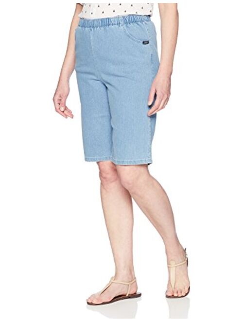 Chic Classic Collection Women's Stretch Elastic Waist Pull on Denim Bermuda