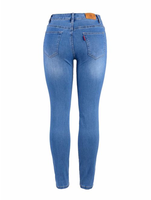 HONTOUTE Women's Classic High Waisted Butt Lift 4-Ways Stretch Modern Skinny Jeans