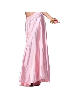 MUNAFIE Belly Dance Satin Skirt Arabic Halloween Shiny Skirt Fancy Full Skirt US0-14