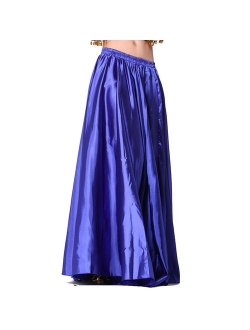 MUNAFIE Belly Dance Satin Skirt Arabic Halloween Shiny Skirt Fancy Full Skirt US0-14