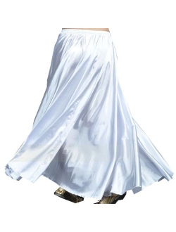 MUNAFIE Belly Dance Satin Skirt Arabic Halloween Shiny Skirt Fancy Full Skirt US0-14