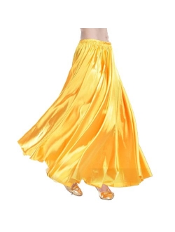 MUNAFIE Belly Dance Satin Skirt Arabic Halloween Shiny Skirt Fancy Full Skirt US0-14