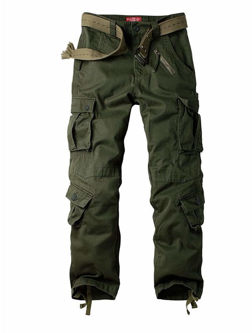 AKARMY Women's Casual Loose Fit Camouflage Multi Pockets Cargo Pants