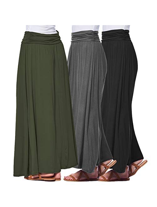 3-Pack Women's Ruched Maxi Skirt by Isaac - Made in The USA