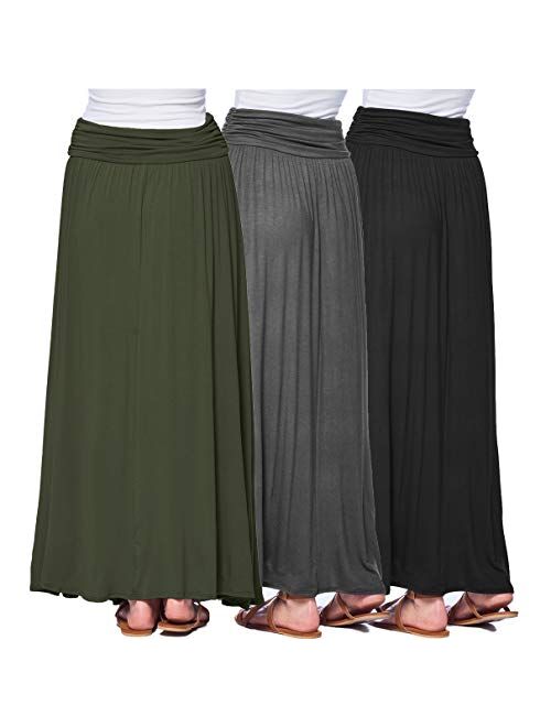 3-Pack Women's Ruched Maxi Skirt by Isaac - Made in The USA