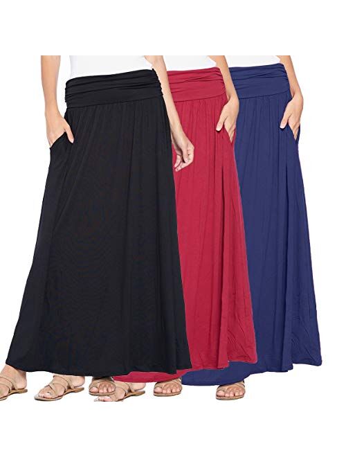 3-Pack Women's Ruched Maxi Skirt by Isaac - Made in The USA