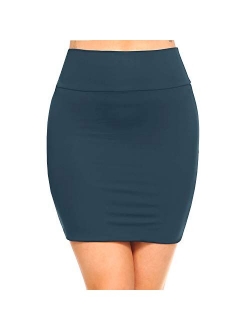 Fashionazzle Women's Casual Stretchy Bodycon Pencil Mini Skirt