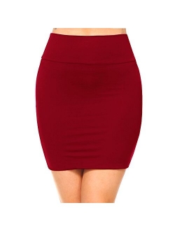 Fashionazzle Women's Casual Stretchy Bodycon Pencil Mini Skirt