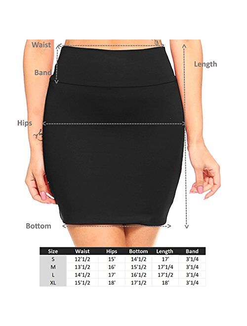 Fashionazzle Women's Casual Stretchy Bodycon Pencil Mini Skirt