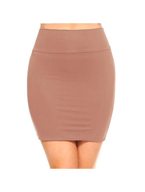 Fashionazzle Women's Casual Stretchy Bodycon Pencil Mini Skirt