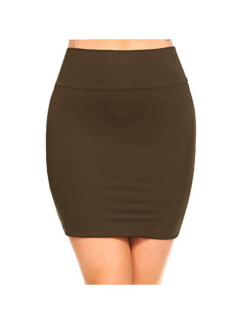 Fashionazzle Women's Casual Stretchy Bodycon Pencil Mini Skirt