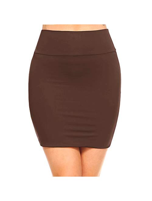 Fashionazzle Women's Casual Stretchy Bodycon Pencil Mini Skirt