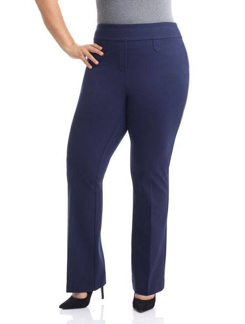 Rekucci Curvy Woman Secret Figure Knit Bootcut Plus Size Pant w/Tummy Control