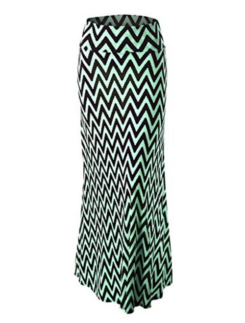 Lock and Love Women's Basic Solid Tie Dye Foldable High Waist Floor Length Maxi Skirt S-3XL Plus Size