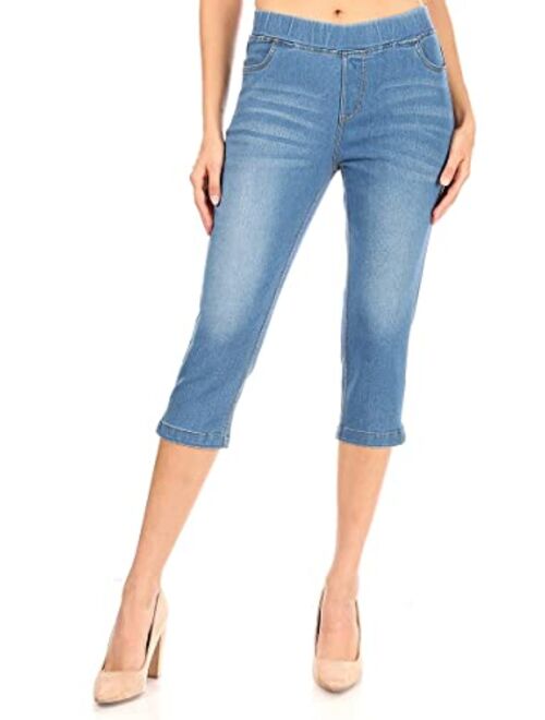 Jvini Women's Pull-On Ripped Destroyed Stretch Skinny Denim Jeggings Regular-Plus Size