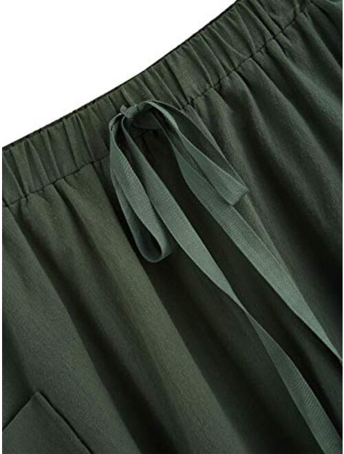 SweatyRocks Women's Casual High Waist Pleated A-Line Midi Skirt with Pocket