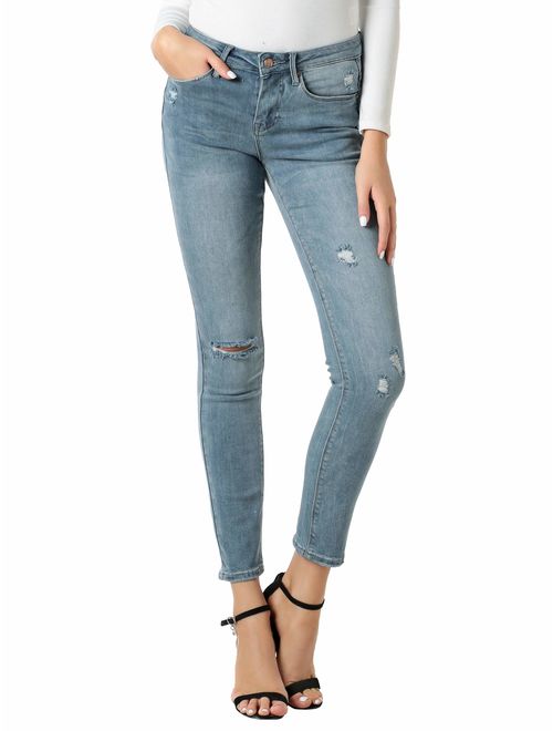 HONTOUTE Butt Lift Skinny Jeans for Women High Waist Casual Solid Stretch Denim Pants