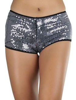 ToBeInStyle Women's Liquid Shiny Metallic Mini Booty Cheeky Shorts