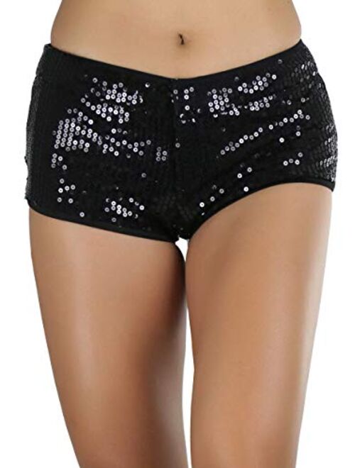 ToBeInStyle Women's Liquid Shiny Metallic Mini Booty Cheeky Shorts