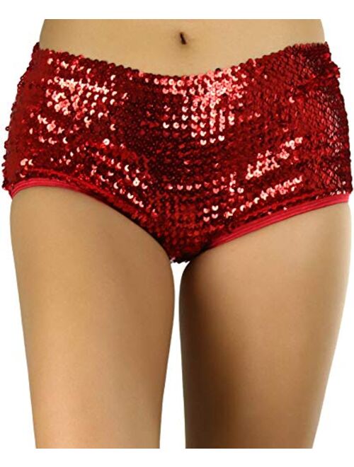 ToBeInStyle Women's Liquid Shiny Metallic Mini Booty Cheeky Shorts