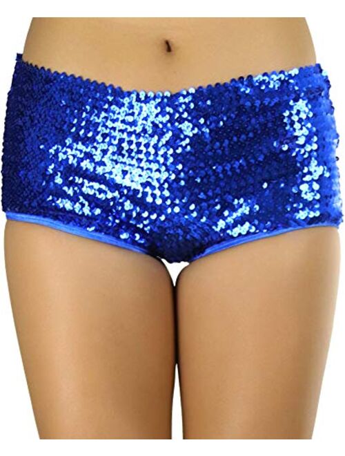 ToBeInStyle Women's Liquid Shiny Metallic Mini Booty Cheeky Shorts