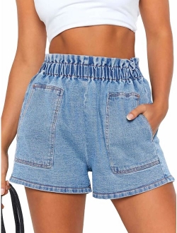 Angelegant Jean Skirt Women's High Waisted Fringed Slim Fit Elastic Bodycon Mini Denim Skirt