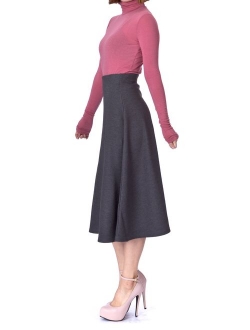 Dani's Choice Elastic Waist A-line Flared Long Skirt