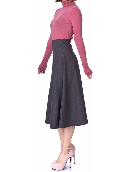 Dani's Choice Elastic Waist A-line Flared Long Skirt