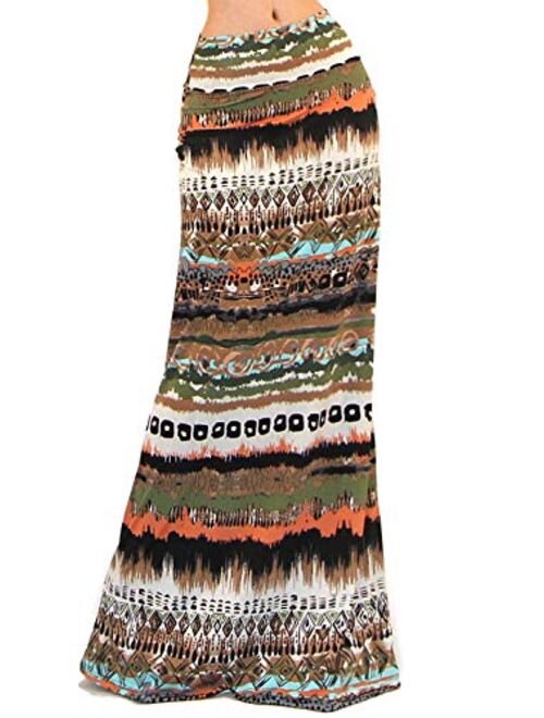 Vivicastle Women's USA Colorful Tie Dye Acid Washed High Waist Foldover Maxi Skirt