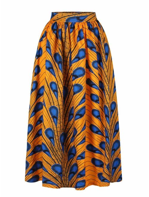 RED DOT BOUTIQUE 930 - Plus Size Ethnic African Print Long Maxi Skirt