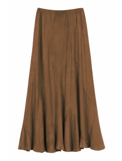 Women's Vintage Elastic Waist A-Line Long Midi Skirt